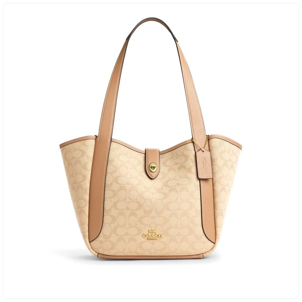 코치 Hadley Turnlock Tote Bag With Signature Canvas 이미지