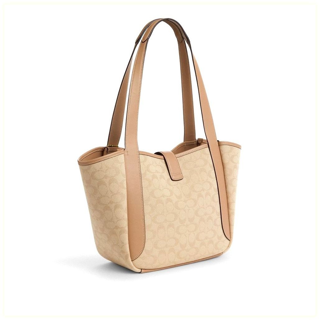 코치 Hadley Turnlock Tote Bag With Signature Canvas 이미지