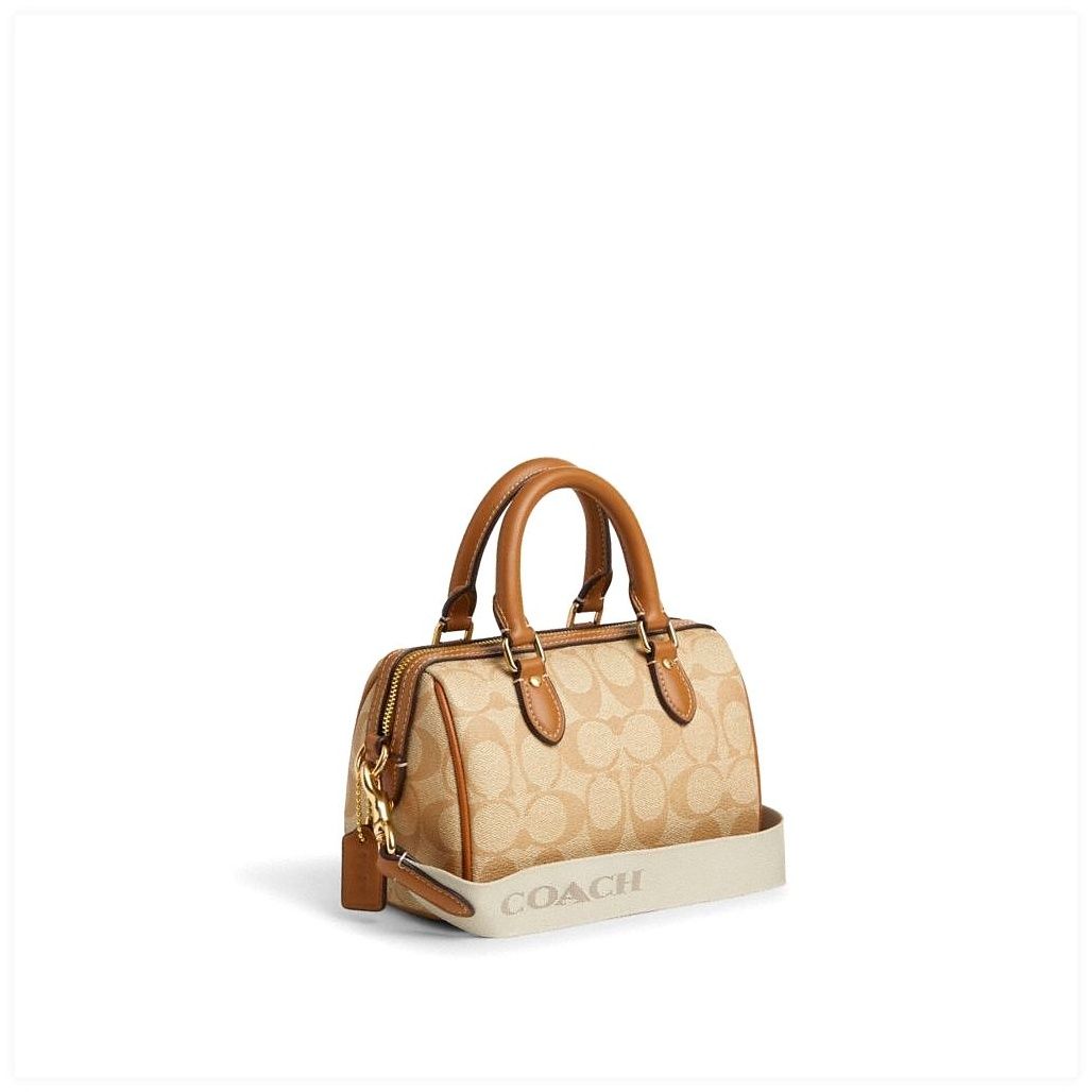 코치 Mini Rowan Crossbody In Signature Canvas With Stripe 이미지
